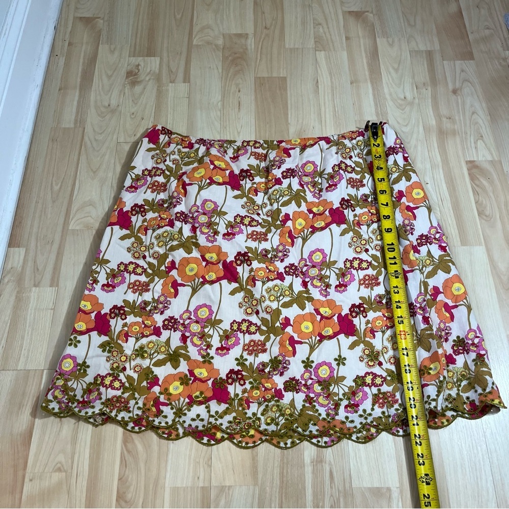 J Jill Womens floral cotton scallop 100% Cotton skirt sz Large Vintage - Picture 2 of 5
